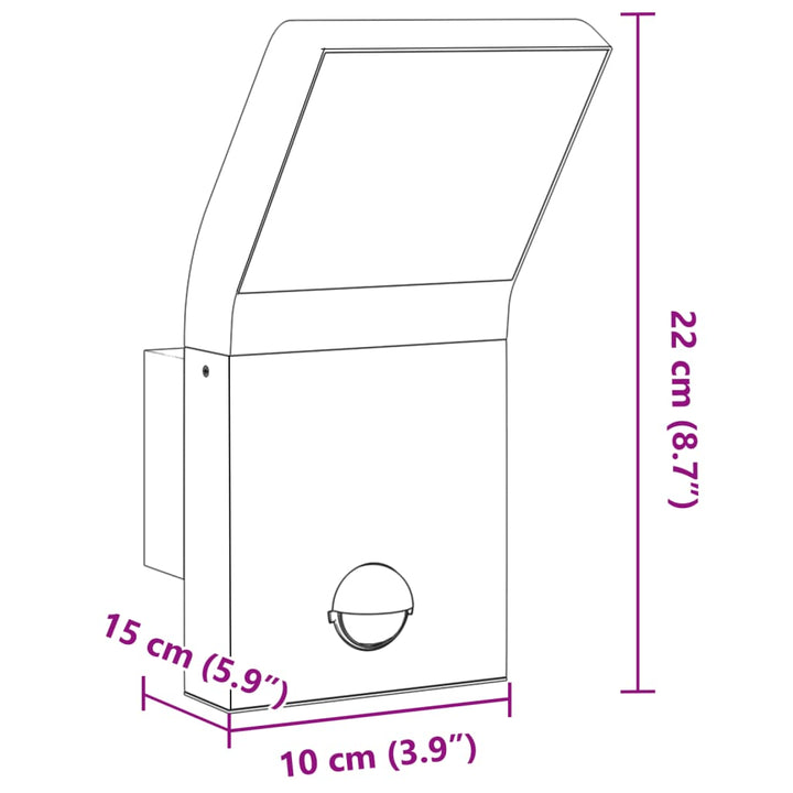 Vixl Lampă Exterioară De Perete Cu Led/Senzor, Aluminiu Turnat Negru