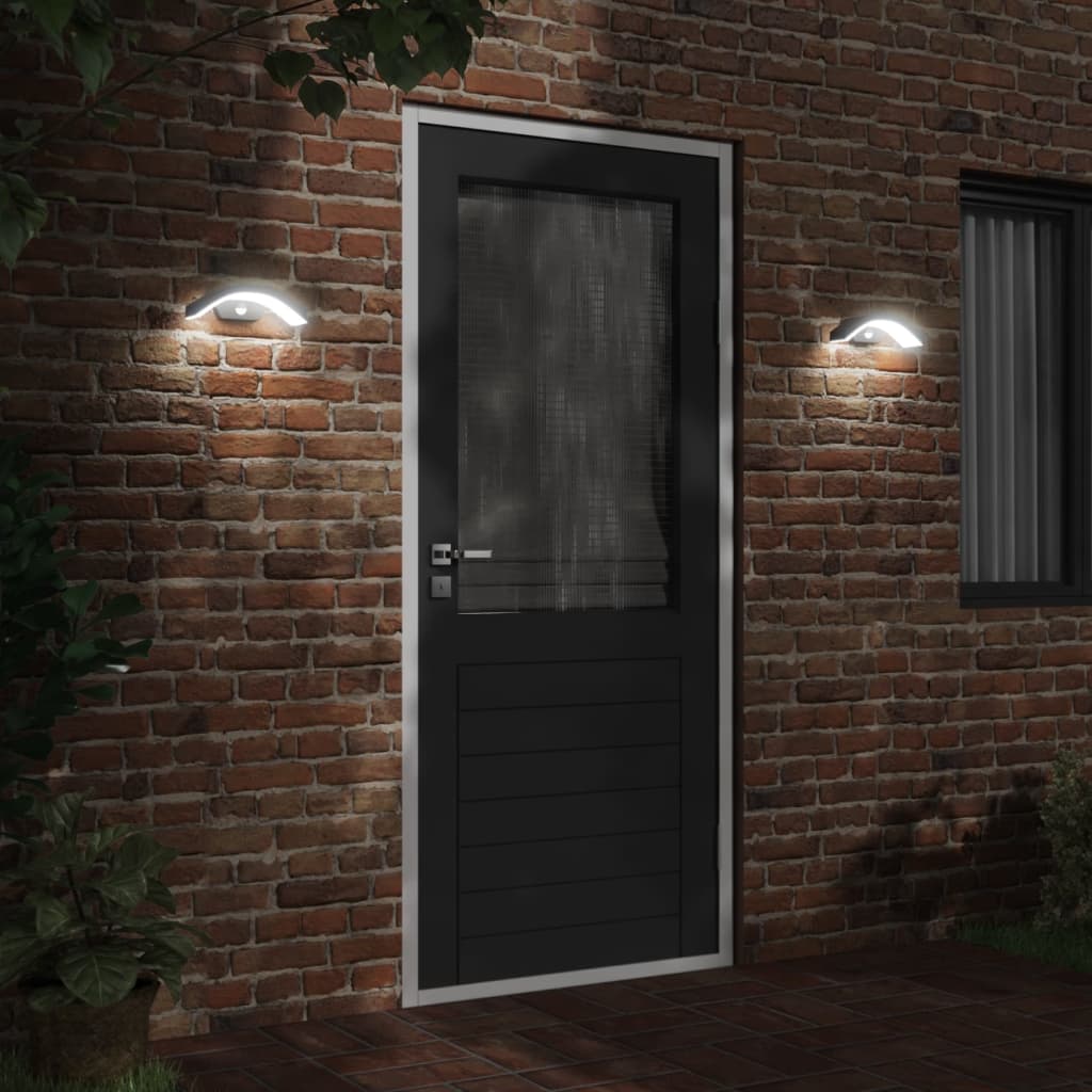 Vixl Lămpi Exterioare De Perete Cu Led/Senzor 2 Buc. Aluminiu Negru