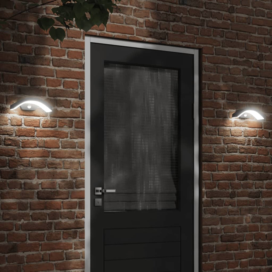 Vixl Lămpi Exterioare De Perete Cu Led/Senzor 2 Buc. Aluminiu Negru