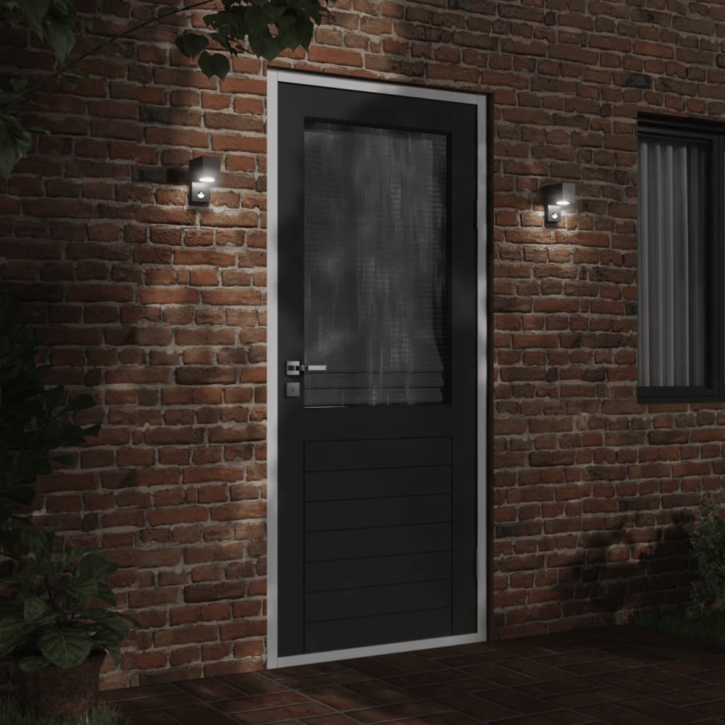 Vixl Lampă Exterioară De Perete Cu Led/Senzor, Negru Aluminiu Turnat