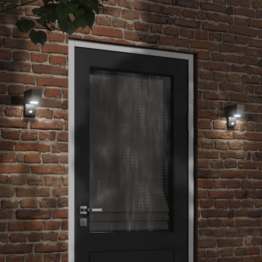 Vixl Lampă Exterioară De Perete Cu Led/Senzor, Negru Aluminiu Turnat