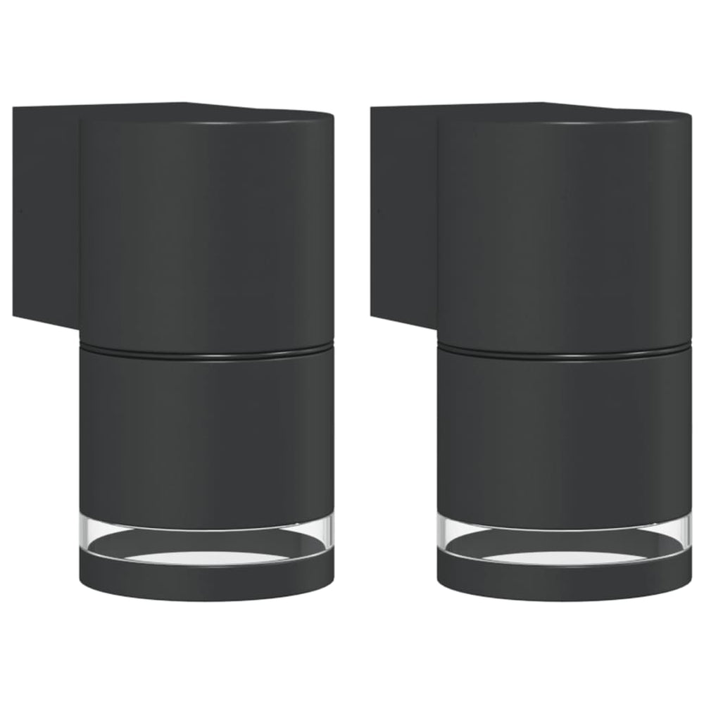 Lămpi Exterioare De Perete Cu Led 2 Buc. Negru, Aluminiu Turnat