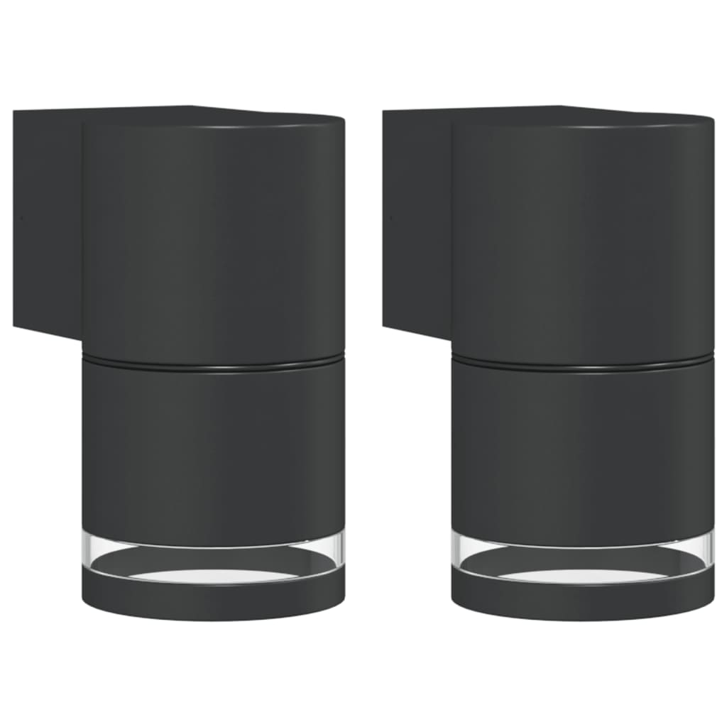 Lămpi Exterioare De Perete Cu Led 2 Buc. Negru, Aluminiu Turnat