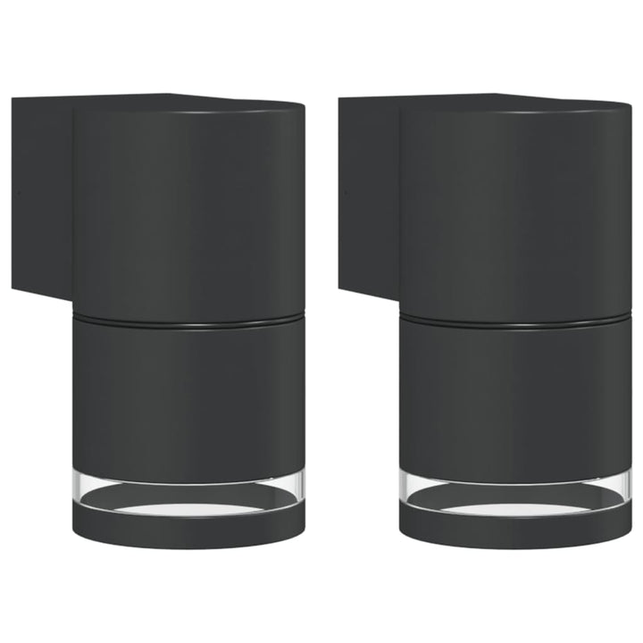 Lămpi Exterioare De Perete Cu Led 2 Buc. Negru, Aluminiu Turnat