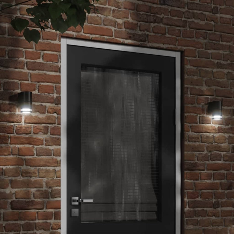 Lămpi Exterioare De Perete Cu Led 2 Buc. Negru, Aluminiu Turnat