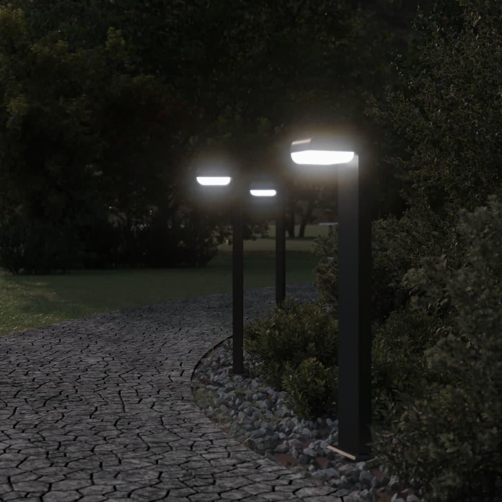 Lămpi Exterioare De Podea 3 Buc. Negru Aluminiu Turnat
