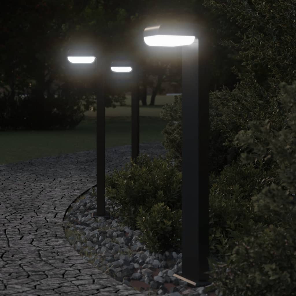 Lămpi Exterioare De Podea 3 Buc. Negru Aluminiu Turnat
