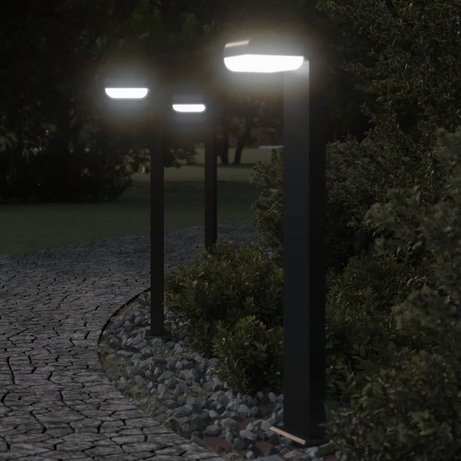 Lămpi Exterioare De Podea 3 Buc. Negru Aluminiu Turnat