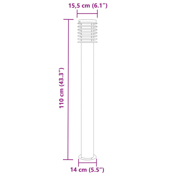 Lămpi Exterioare De Podea 3 Buc 110 Cm Oțel Inoxidabil Argintiu