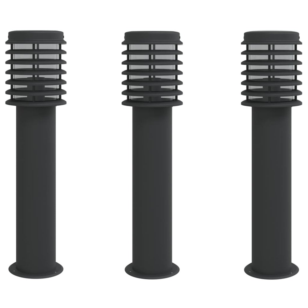 Lămpi De Podea De Exterior 3 Buc. 60 Cm Oțel Inoxidabil Negru