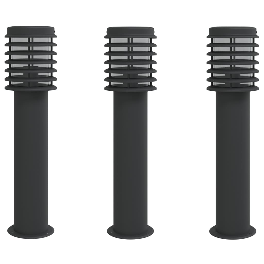 Lămpi De Podea De Exterior 3 Buc. 60 Cm Oțel Inoxidabil Negru
