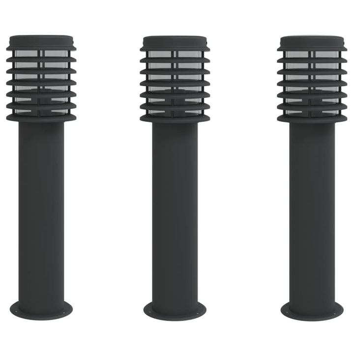 Lămpi De Podea De Exterior 3 Buc. 60 Cm Oțel Inoxidabil Negru