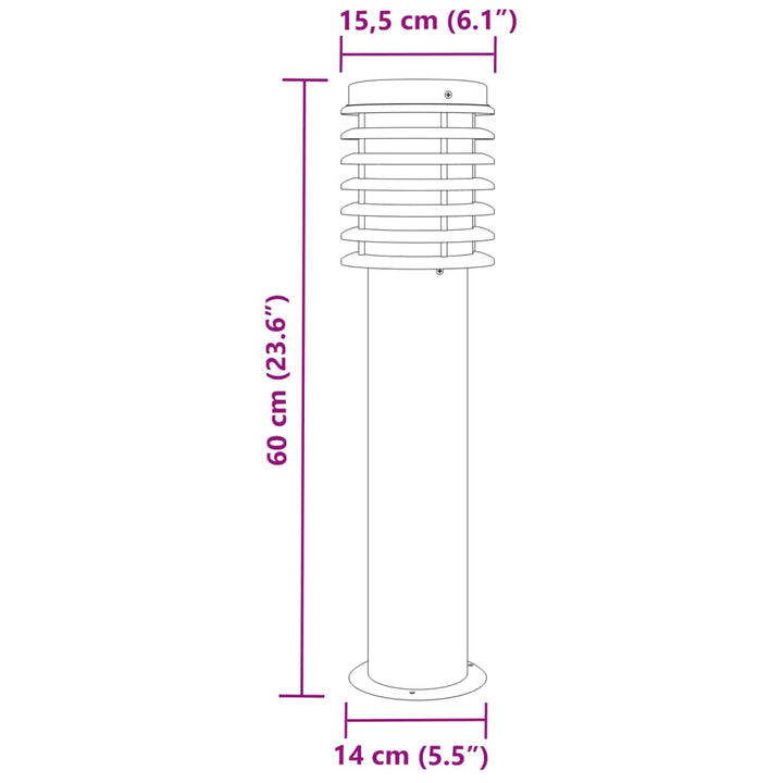 Lămpi De Podea De Exterior 3 Buc. 60 Cm Oțel Inoxidabil Negru
