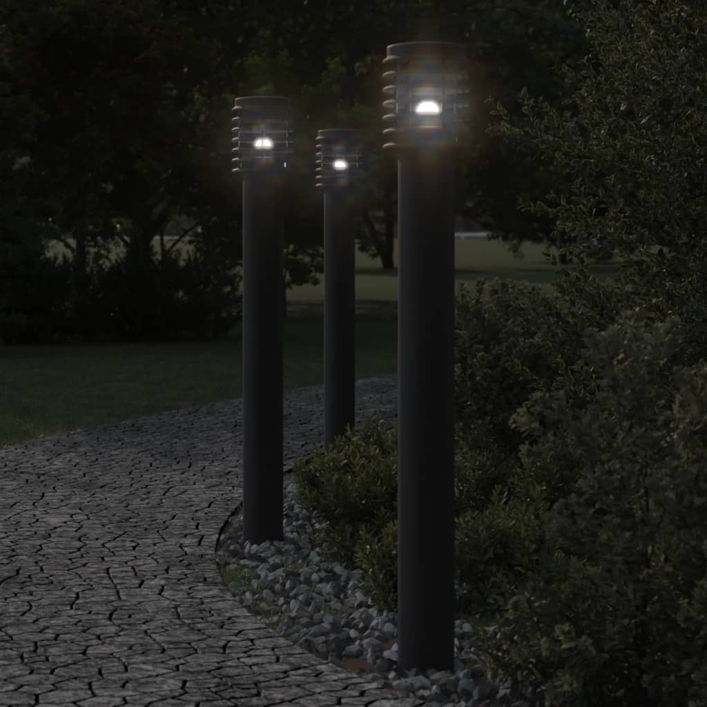 Lămpi De Podea De Exterior 3 Buc 110 Cm Oțel Inoxidabil Negru