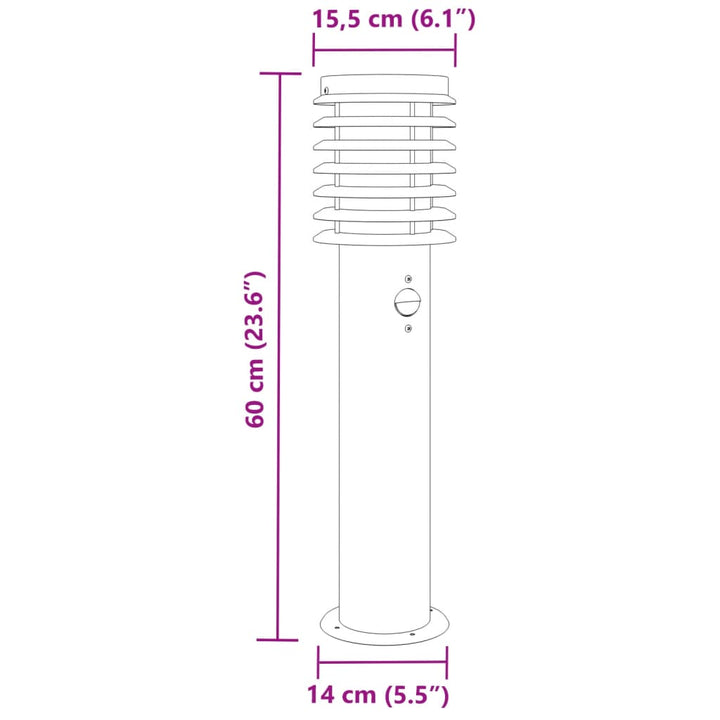 Lampă Exterioară De Podea , 60 Cm, Oțel Inox Argintiu