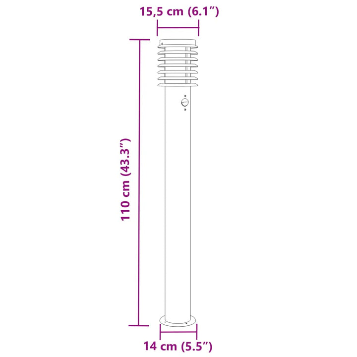 Lampă Exterioară De Podea 110 Cm, Oțel Inox Argintiu