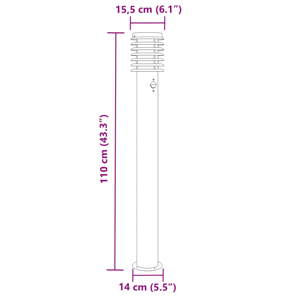 Lampă Exterioară De Podea , , 110 Cm, Oțel Inox Negru