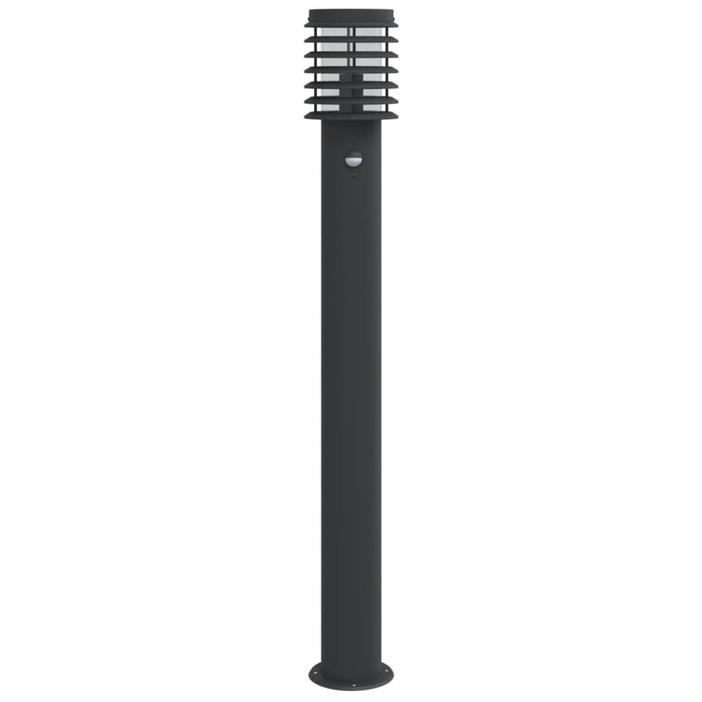 Lămpi Exterioare De Podea Senzori 3 Buc. 110 Cm Oțel Inox Negru