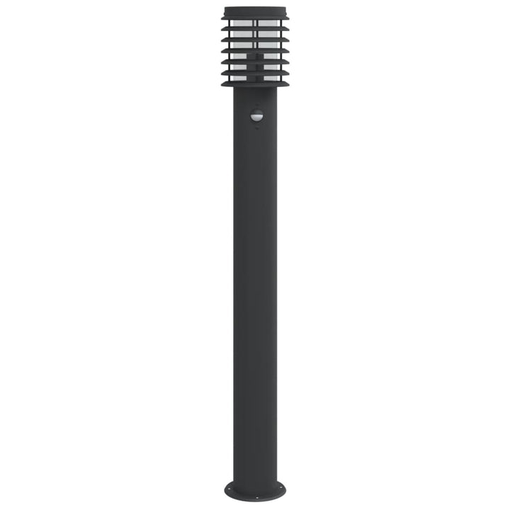 Lămpi Exterioare De Podea Senzori 3 Buc. 110 Cm Oțel Inox Negru