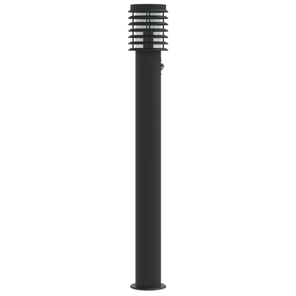 Lămpi Exterioare De Podea Senzori 3 Buc. 110 Cm Oțel Inox Negru