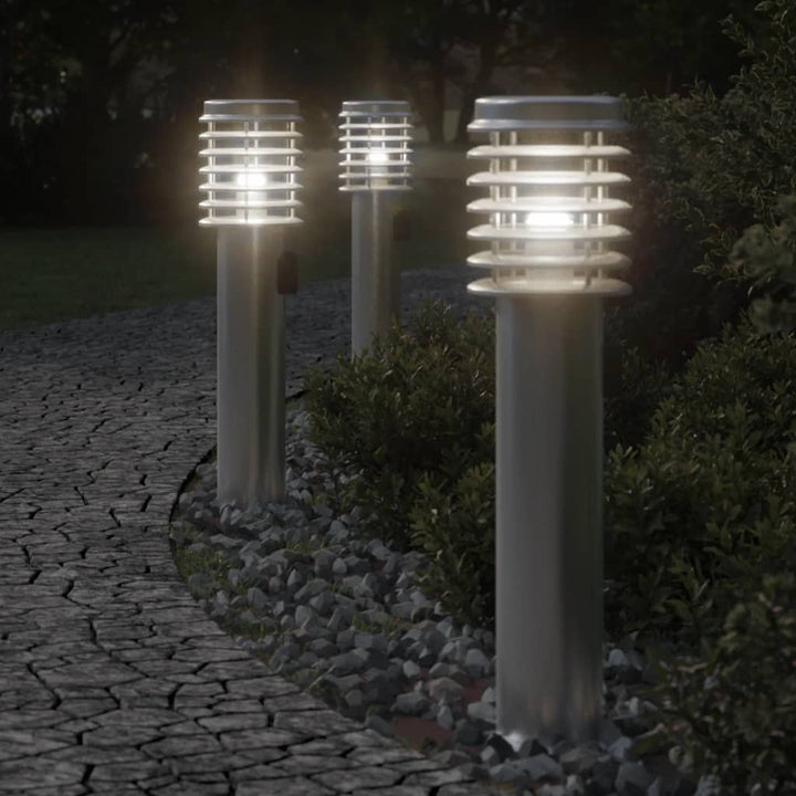 Lămpi De Podea De Exterior 3 Buc 60 Cm Oțel Inoxidabil Argintiu