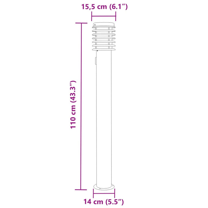 Lampă De Podea De Exterior , , 110Cm, Oțel Inox Argintiu