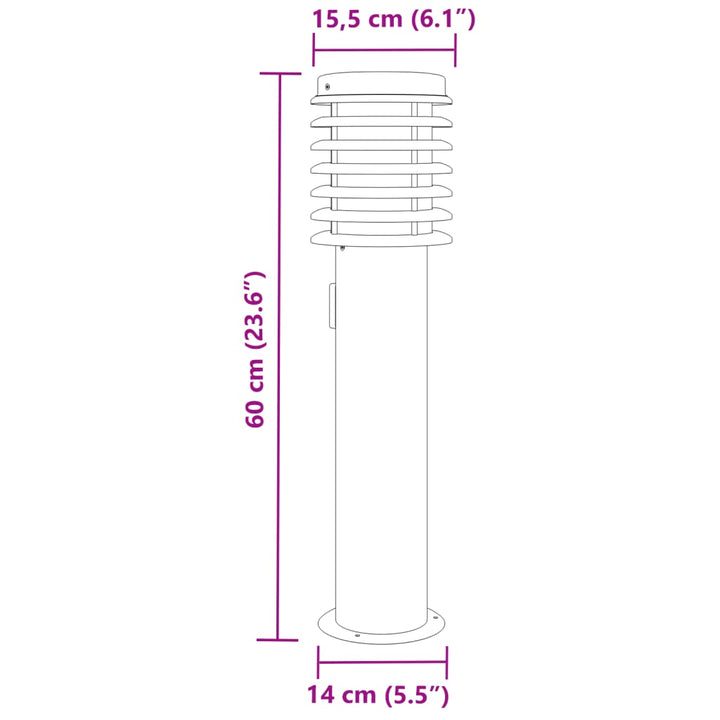 Lampă Exterioară De Podea , , 60 Cm, Oțel Inox Negru