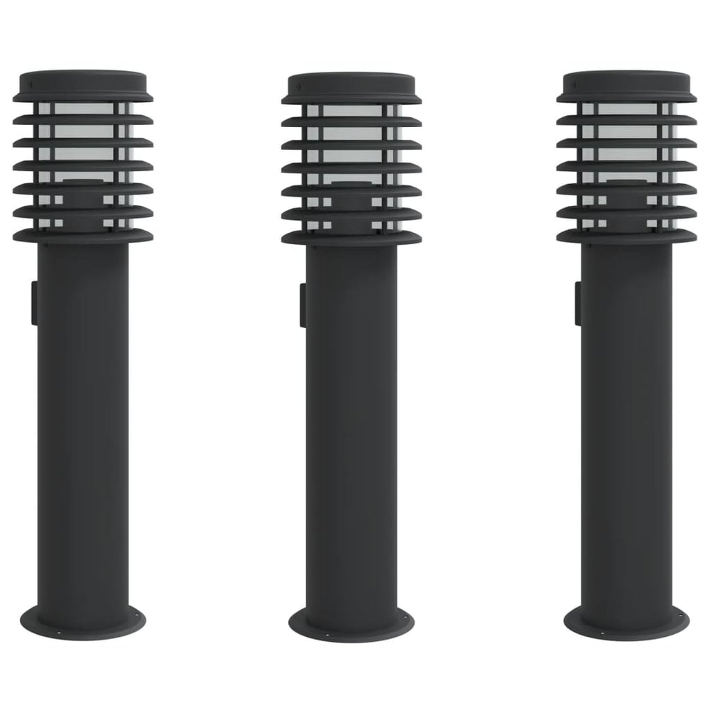 Lămpi De Podea De Exterior 3 Buc 60 Cm Oțel Inoxidabil Negru