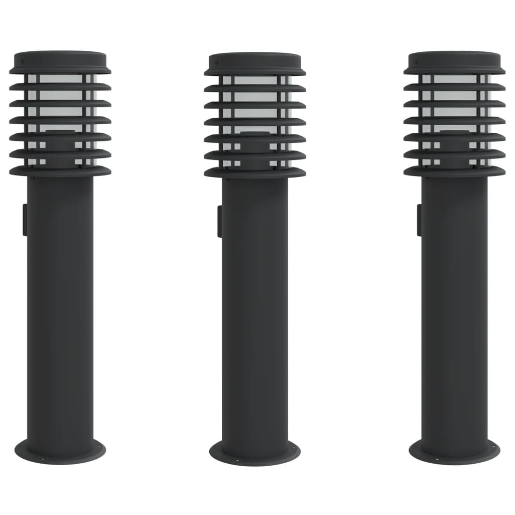 Lămpi De Podea De Exterior 3 Buc 60 Cm Oțel Inoxidabil Negru