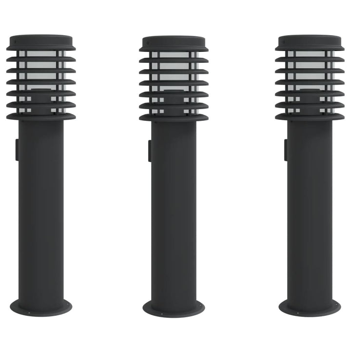 Lămpi De Podea De Exterior 3 Buc 60 Cm Oțel Inoxidabil Negru
