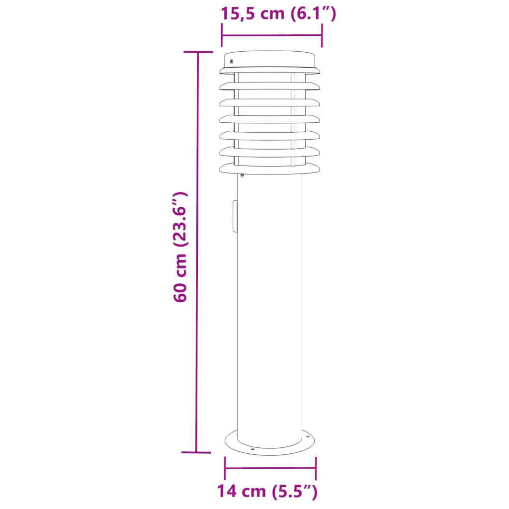 Lămpi De Podea De Exterior 3 Buc 60 Cm Oțel Inoxidabil Negru