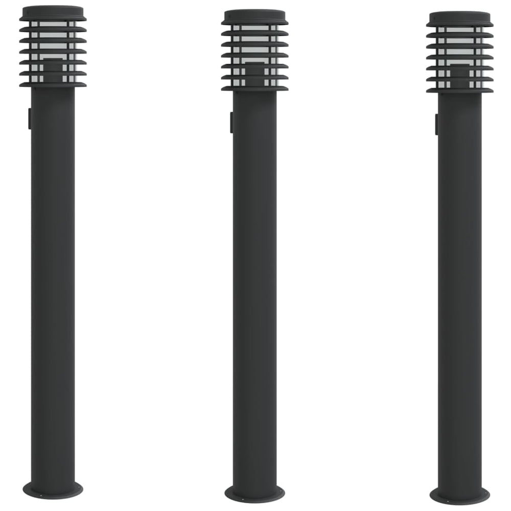 Lămpi De Podea De Exterior 3 Buc 110 Cm Oțel Inoxidabil Negru