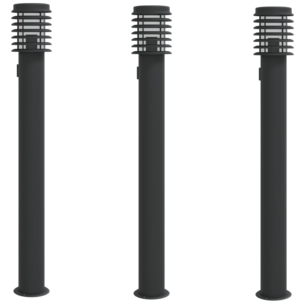 Lămpi De Podea De Exterior 3 Buc 110 Cm Oțel Inoxidabil Negru