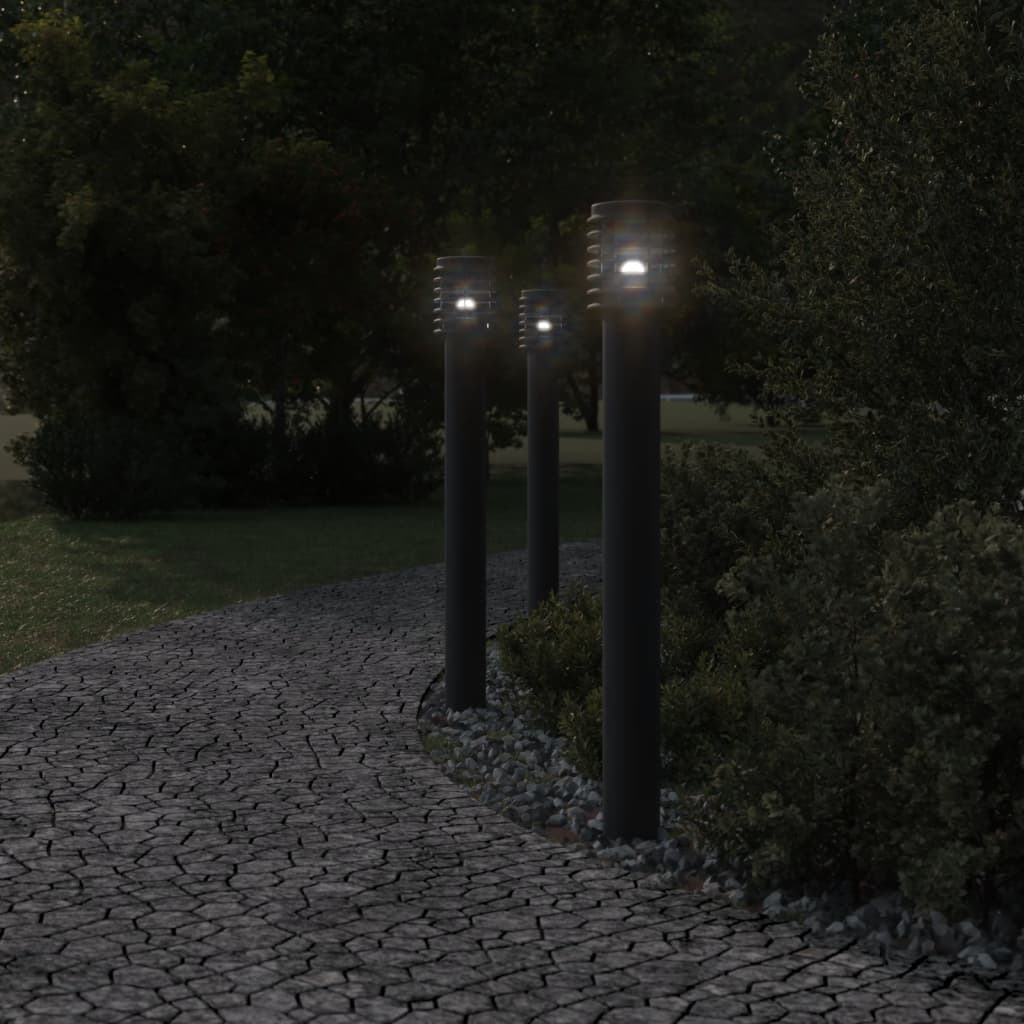 Lămpi De Podea De Exterior 3 Buc 110 Cm Oțel Inoxidabil Negru