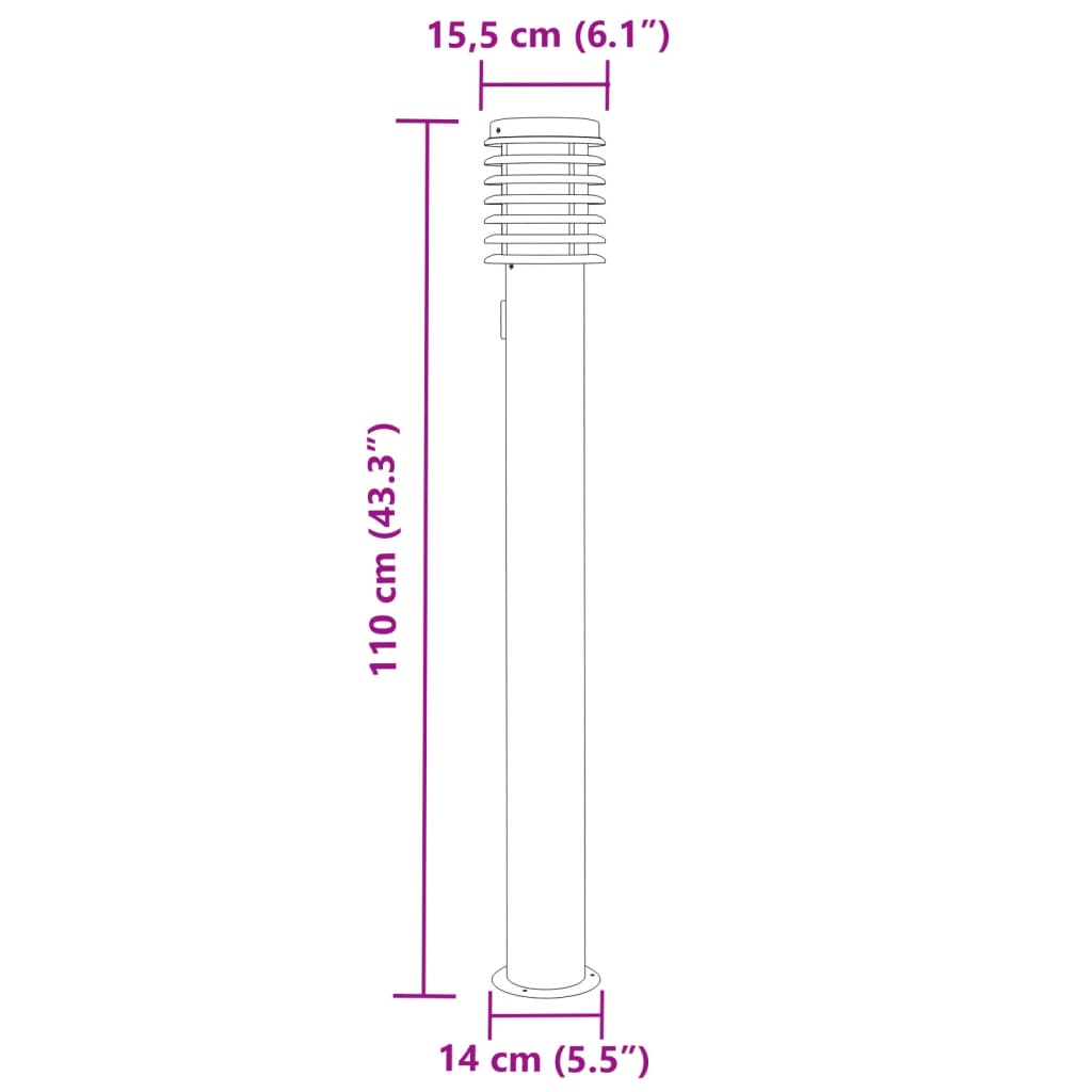 Lămpi De Podea De Exterior 3 Buc 110 Cm Oțel Inoxidabil Negru