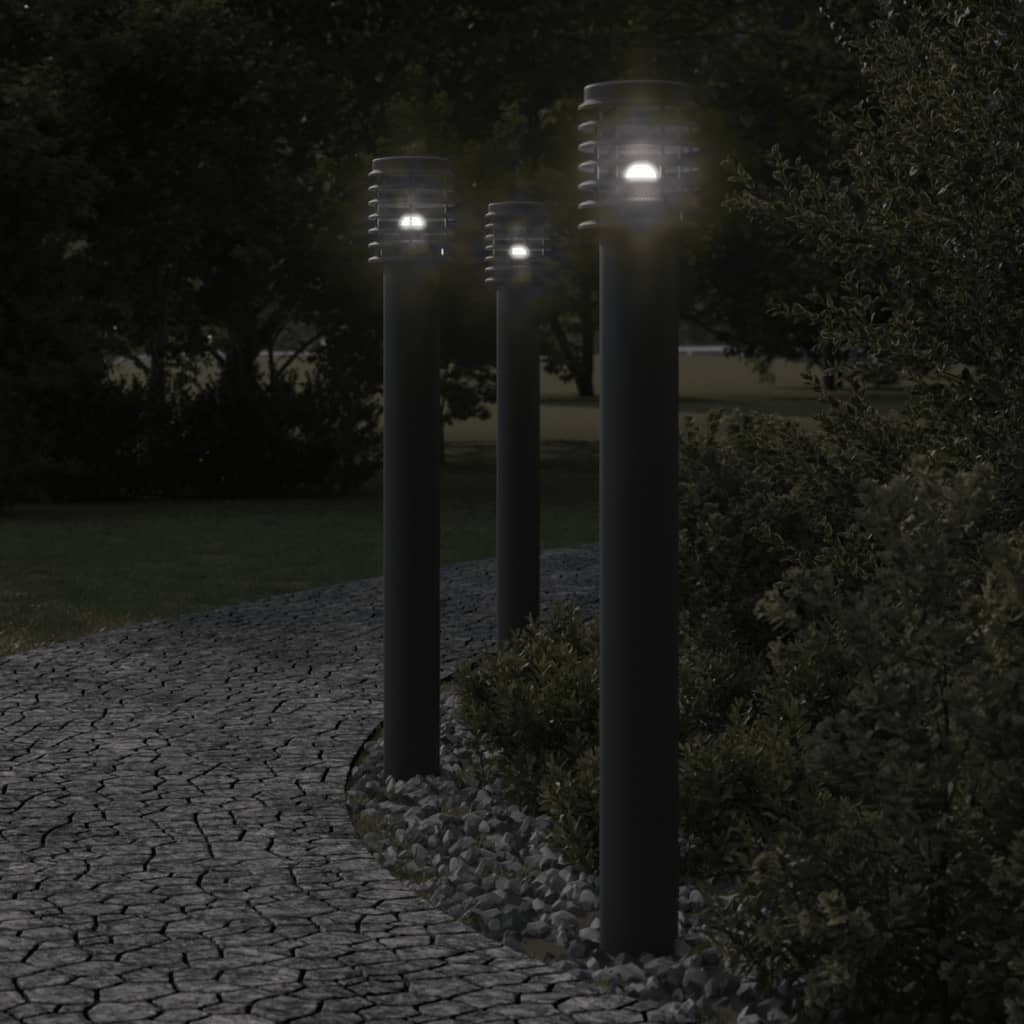 Lămpi De Podea De Exterior 3 Buc 110 Cm Oțel Inoxidabil Negru