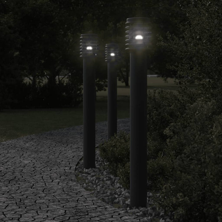 Lămpi De Podea De Exterior 3 Buc 110 Cm Oțel Inoxidabil Negru