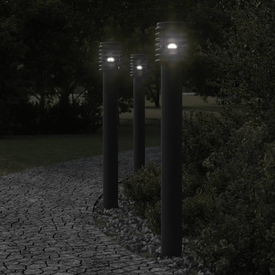 Lămpi De Podea De Exterior 3 Buc 110 Cm Oțel Inoxidabil Negru
