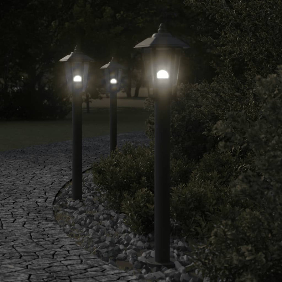 Lămpi De Podea De Exterior 3 Buc. Oțel Inoxidabil Negru