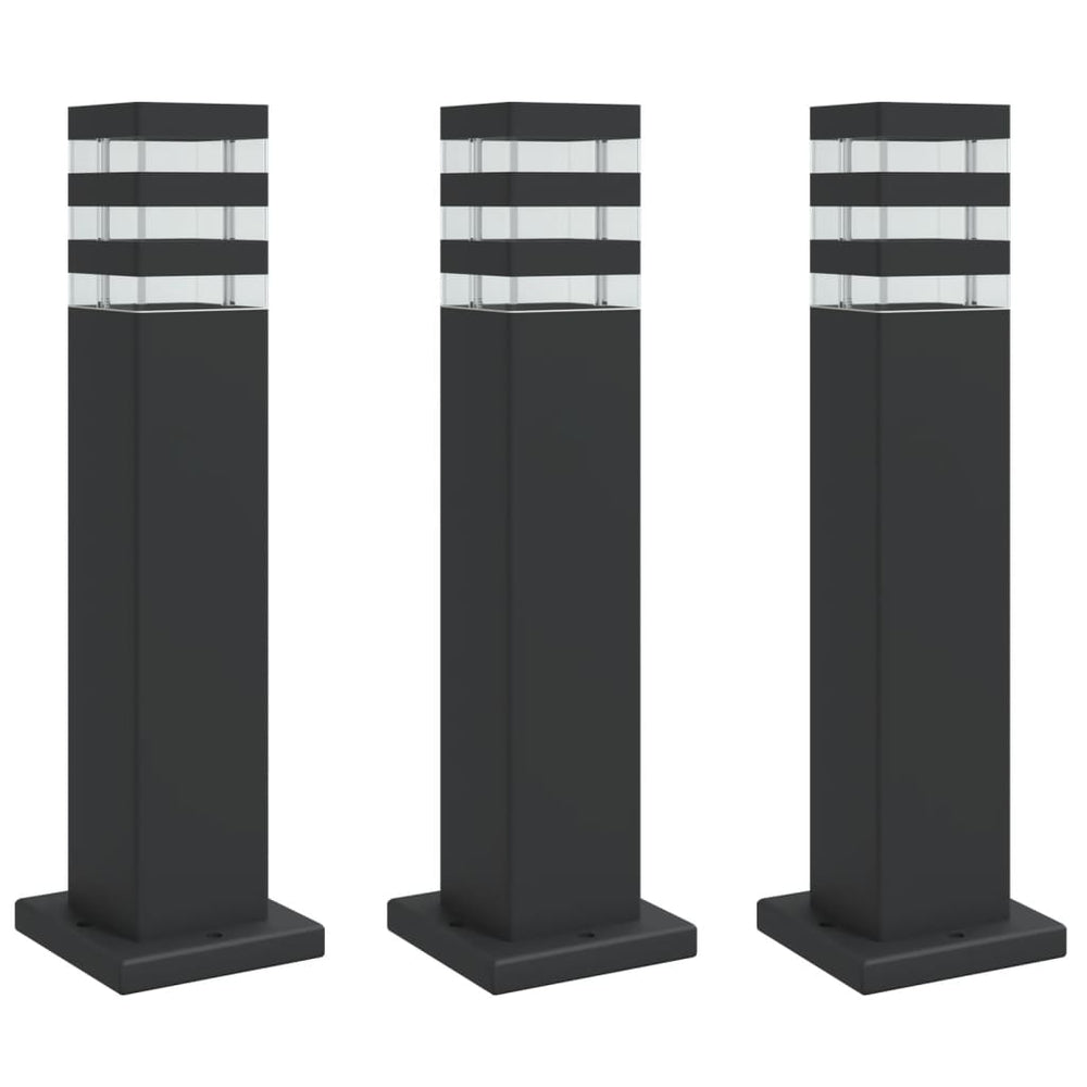 Lămpi De Podea De Exterior, 3 Buc., Negru, , Aluminiu 50 Cm