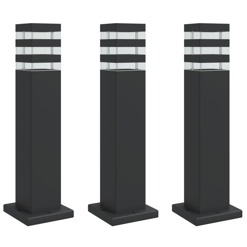 Lămpi De Podea De Exterior, 3 Buc., Negru, , Aluminiu 50 Cm