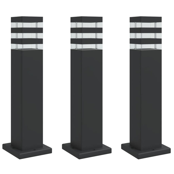 Lămpi De Podea De Exterior, 3 Buc., Negru, , Aluminiu 50 Cm