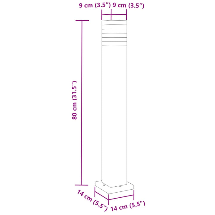 Lămpi De Podea De Exterior, 3 Buc., Negru, , Aluminiu 80 Cm