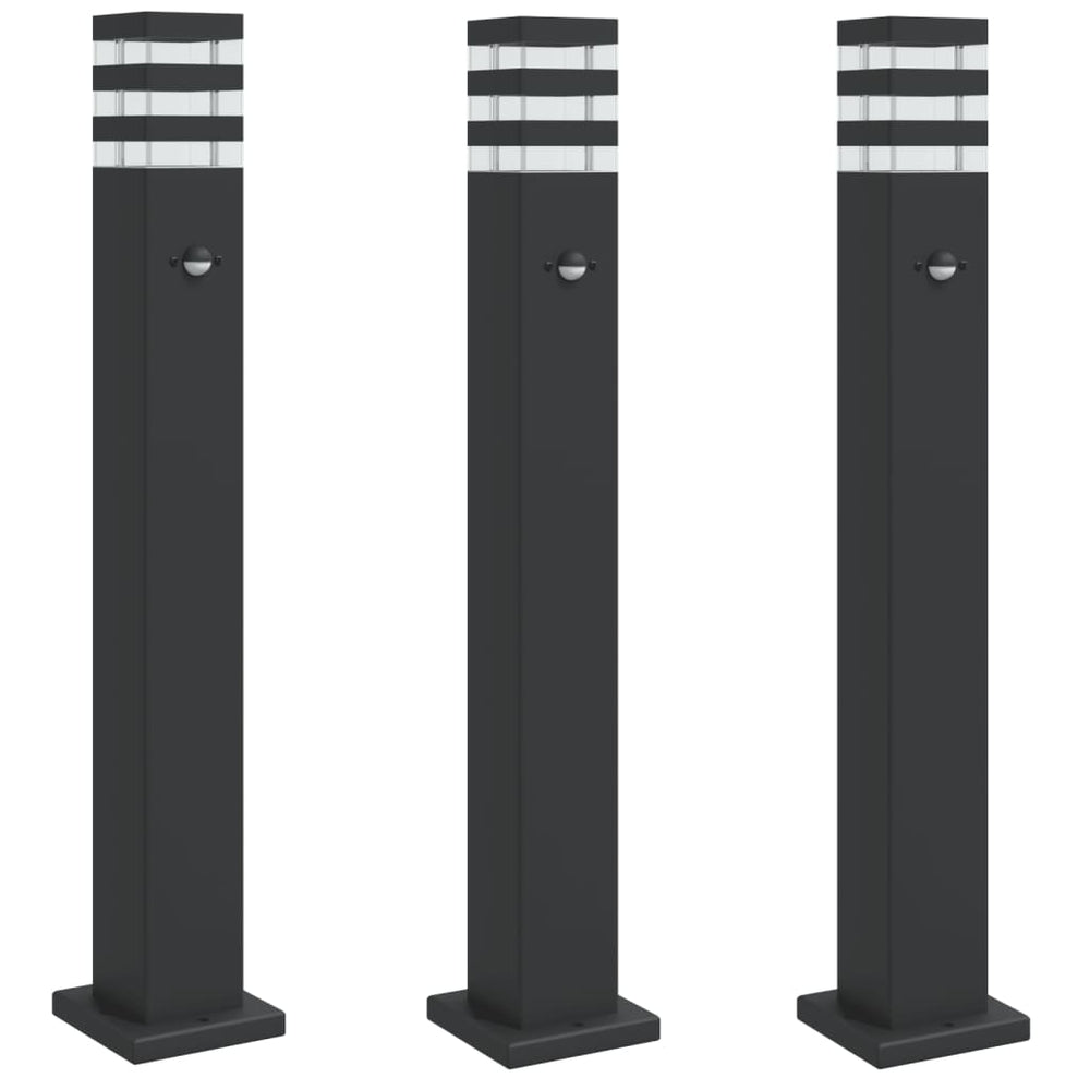 Lămpi Podea Exterior , 3 Buc., Negru, , Aluminiu 80 Cm