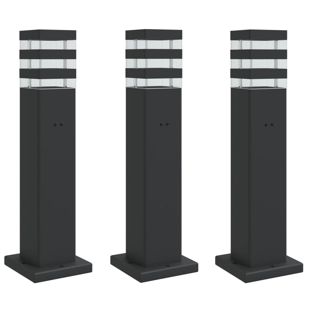 Lămpi Exterioare De Podea , 3 Buc. Negru Aluminiu 50 Cm