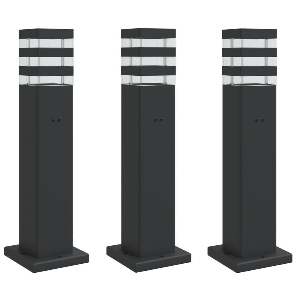 Lămpi Exterioare De Podea , 3 Buc. Negru Aluminiu 50 Cm