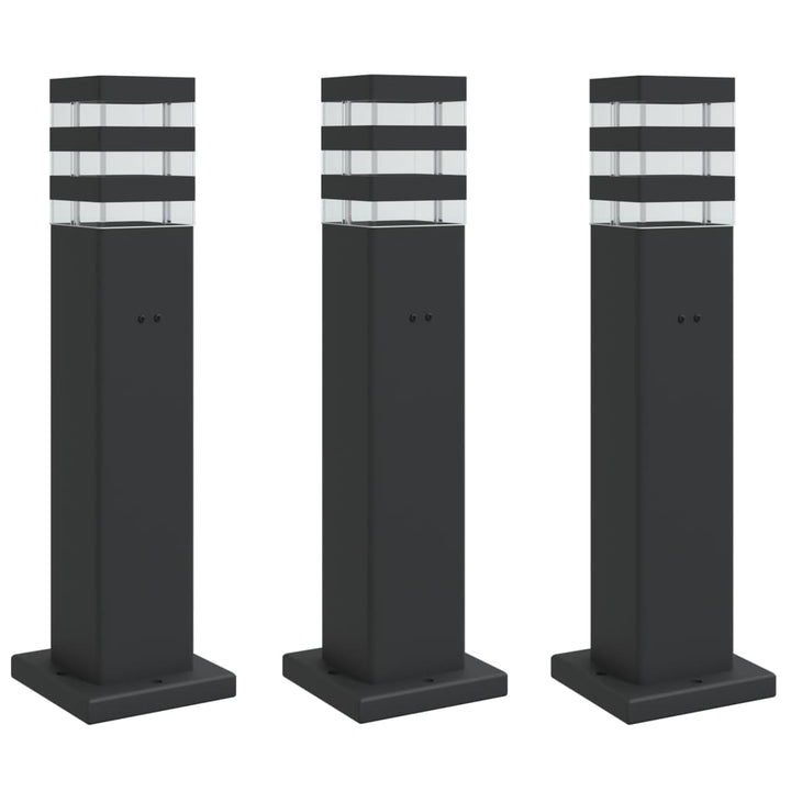 Lămpi Exterioare De Podea , 3 Buc. Negru Aluminiu 50 Cm