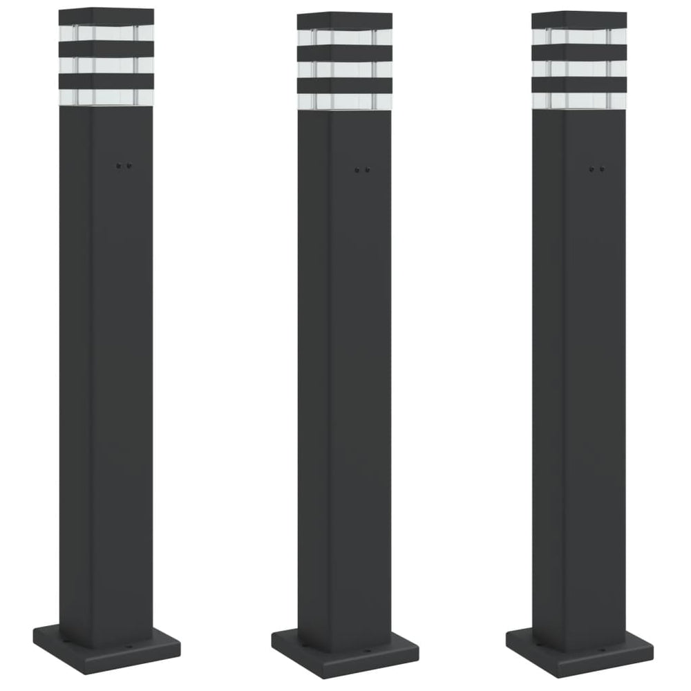 Lămpi Exterioare De Podea , 3 Buc. Negru Aluminiu 80 Cm