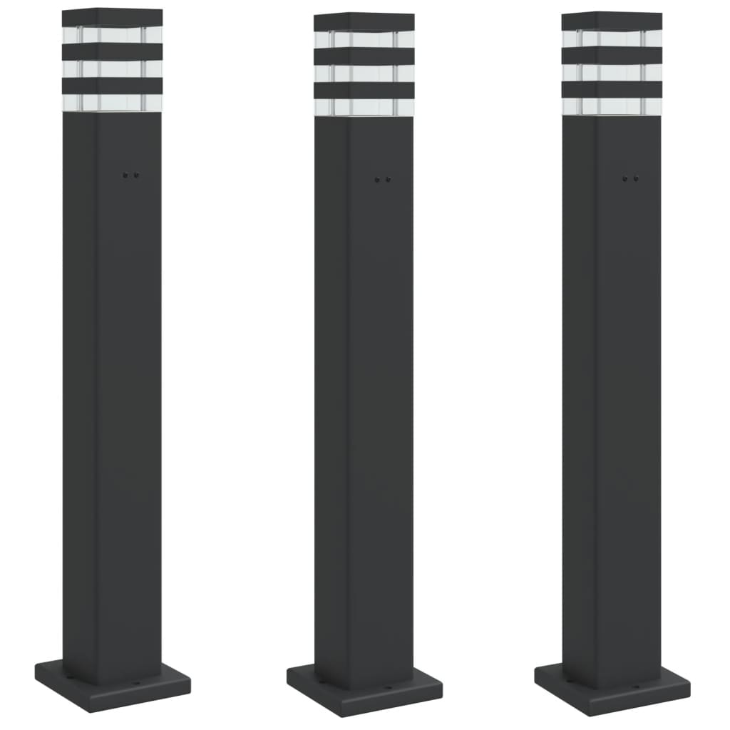 Lămpi Exterioare De Podea , 3 Buc. Negru Aluminiu 80 Cm
