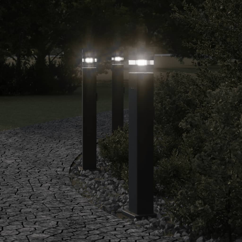 Lămpi Exterioare De Podea , 3 Buc. Negru Aluminiu 80 Cm